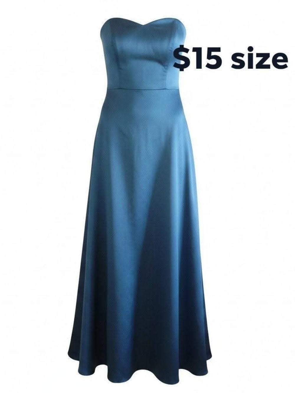 Strapless Blue Satin Evening Gown
